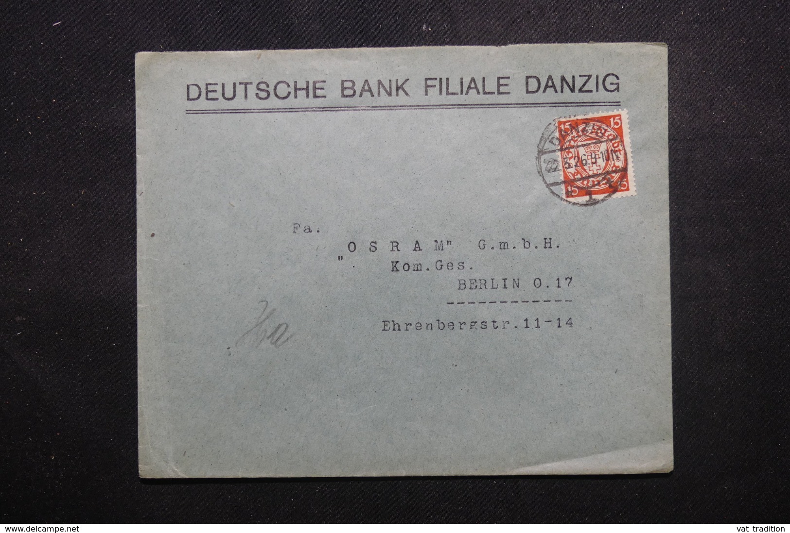 ALLEMAGNE - Enveloppe Commerciale De Danzig Pour Berlin En 1926, Affranchissement Plaisant - L 44071 - Cartas & Documentos