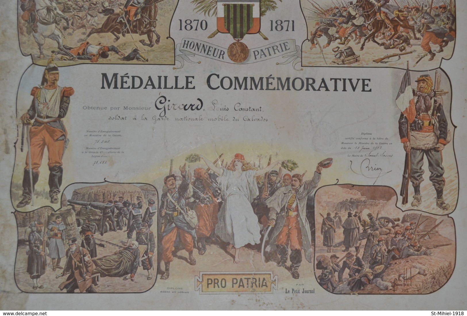 Diplôme De Médaille Commémorative Guerre 1870/71 Troisième République - Francia