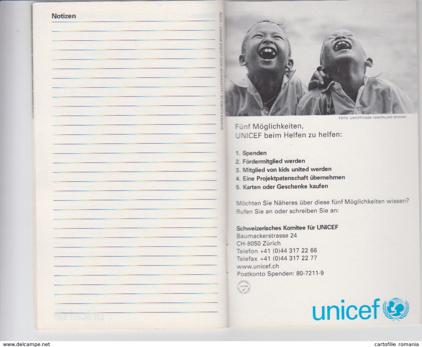 Switzerland Zurich - 2009 - UNICEF Agenda - Calendar - 32 Pages - Unused - Calendars