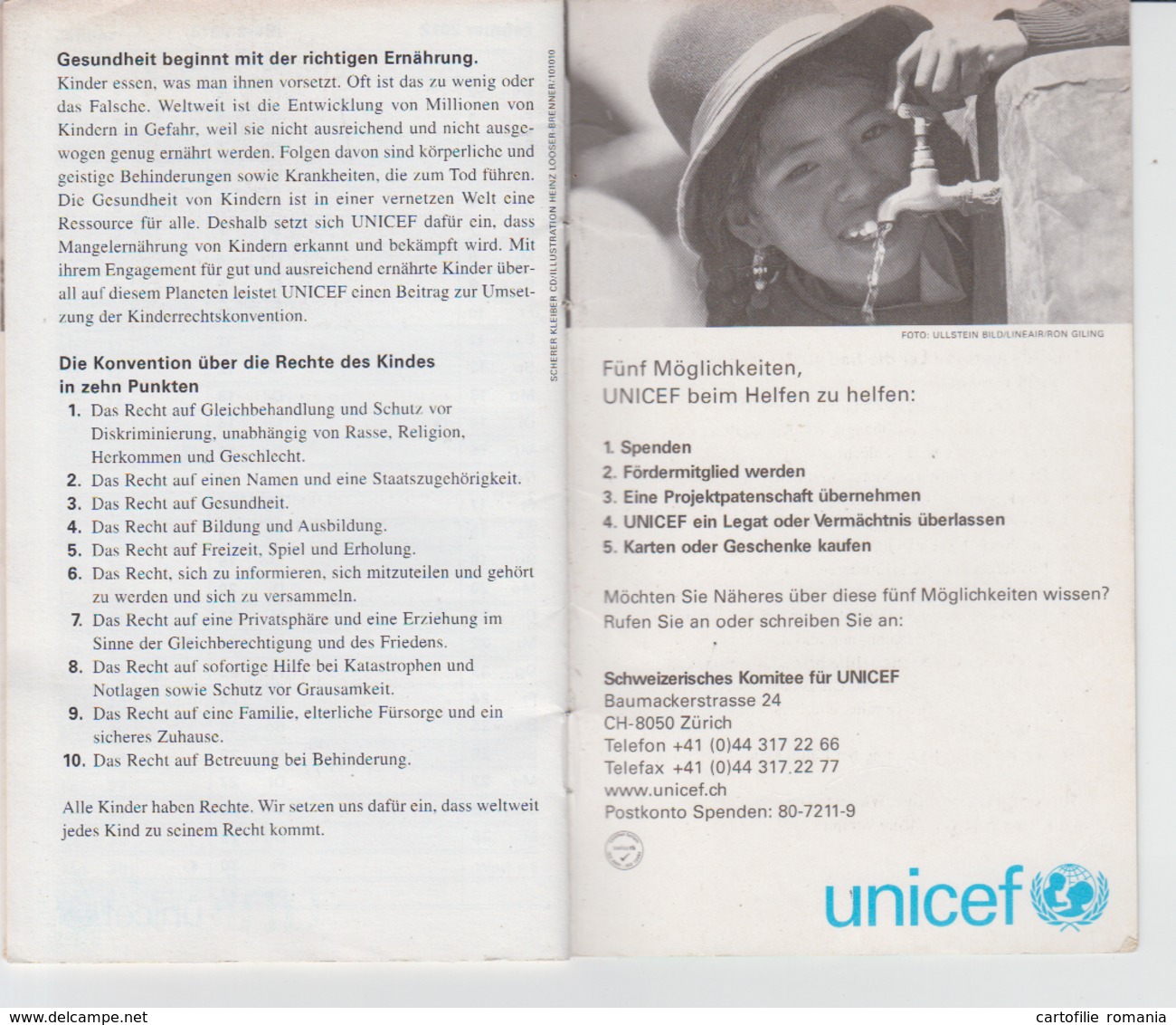 Switzerland Zurich - 2011 - UNICEF Agenda - Calendar - 32 Pages - Unused - Calendari