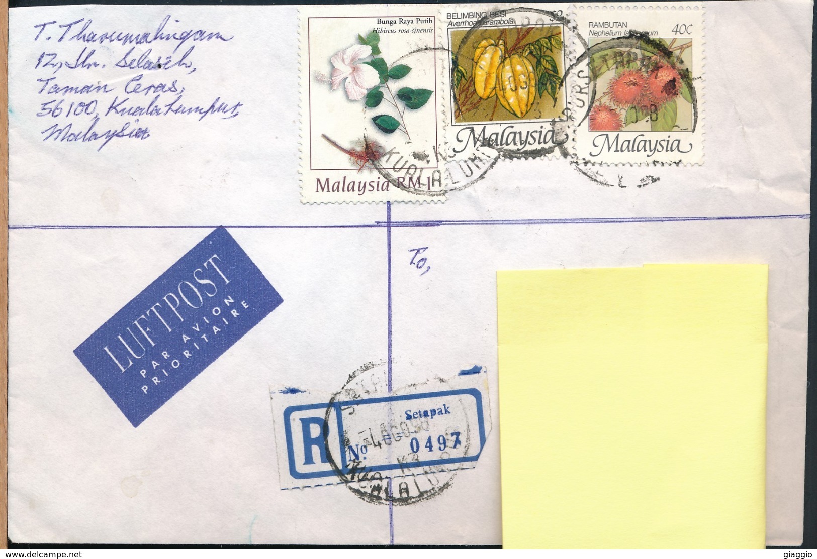 °°° POSTAL HISTORY MALAYSIA 1998 °°° - Malaysia (1964-...)