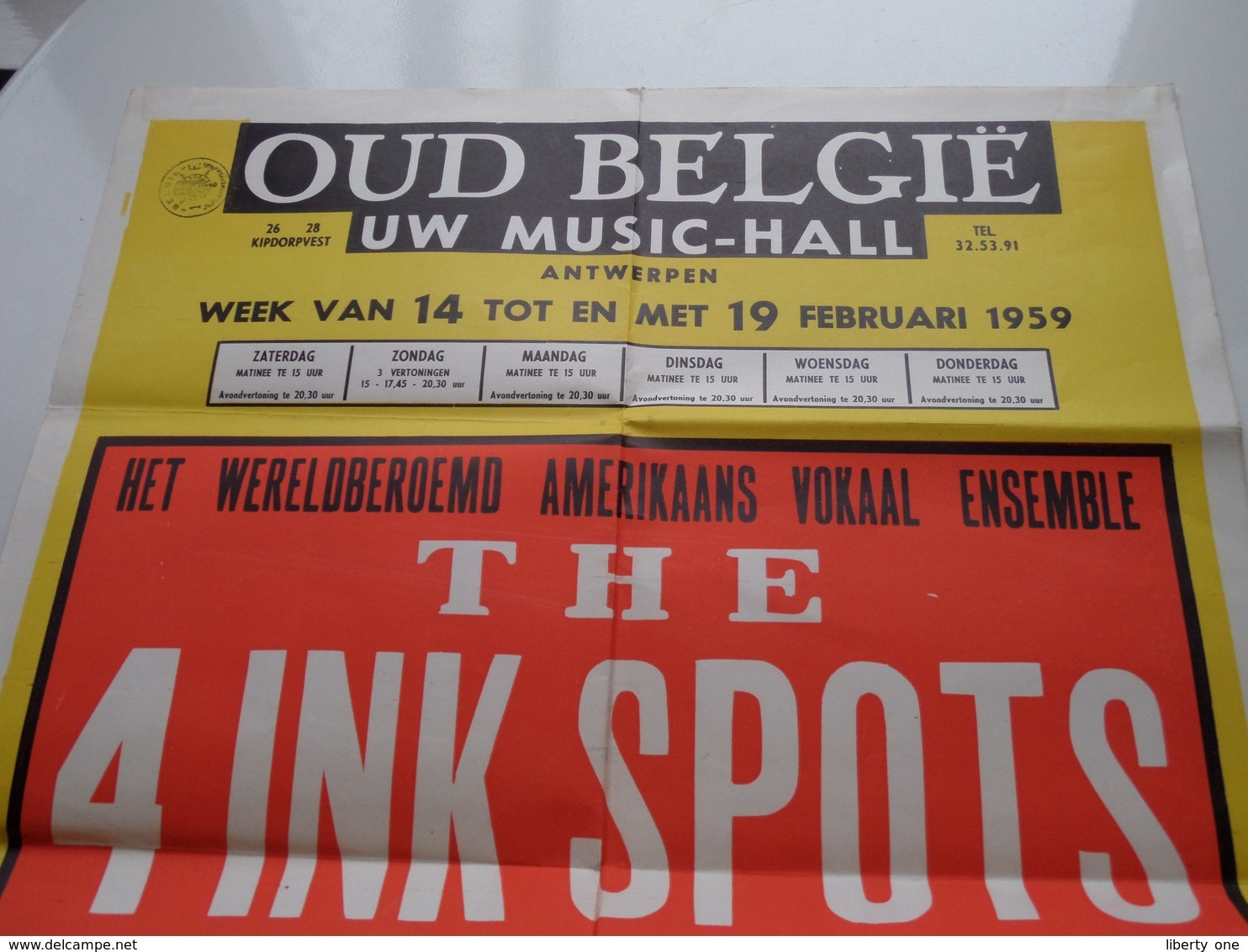 The 4 INK SPOTS ( OUD BELGIË Uw Music-Hall > Antwerpen ) Anno 1959 ( 62 X 43 Cm.) ! - Affiches