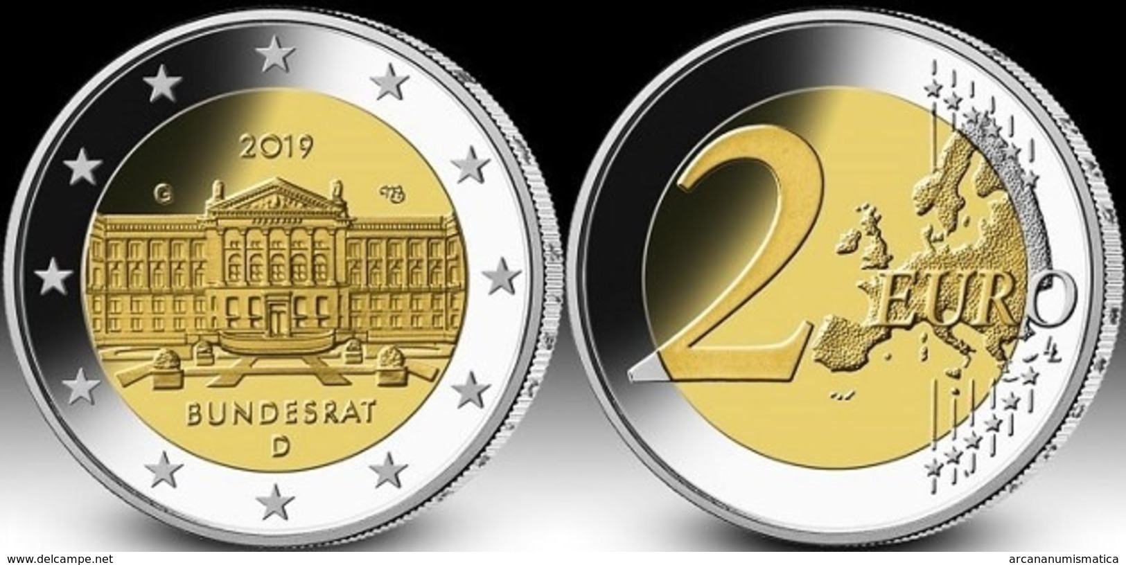 ALEMANIA  2€ 2.019  2019  BIMETALICA "70º Aniversario Del Bundesrat""  SC/UNC  Moneda Suelto  T-DL-12.301 - Alemania