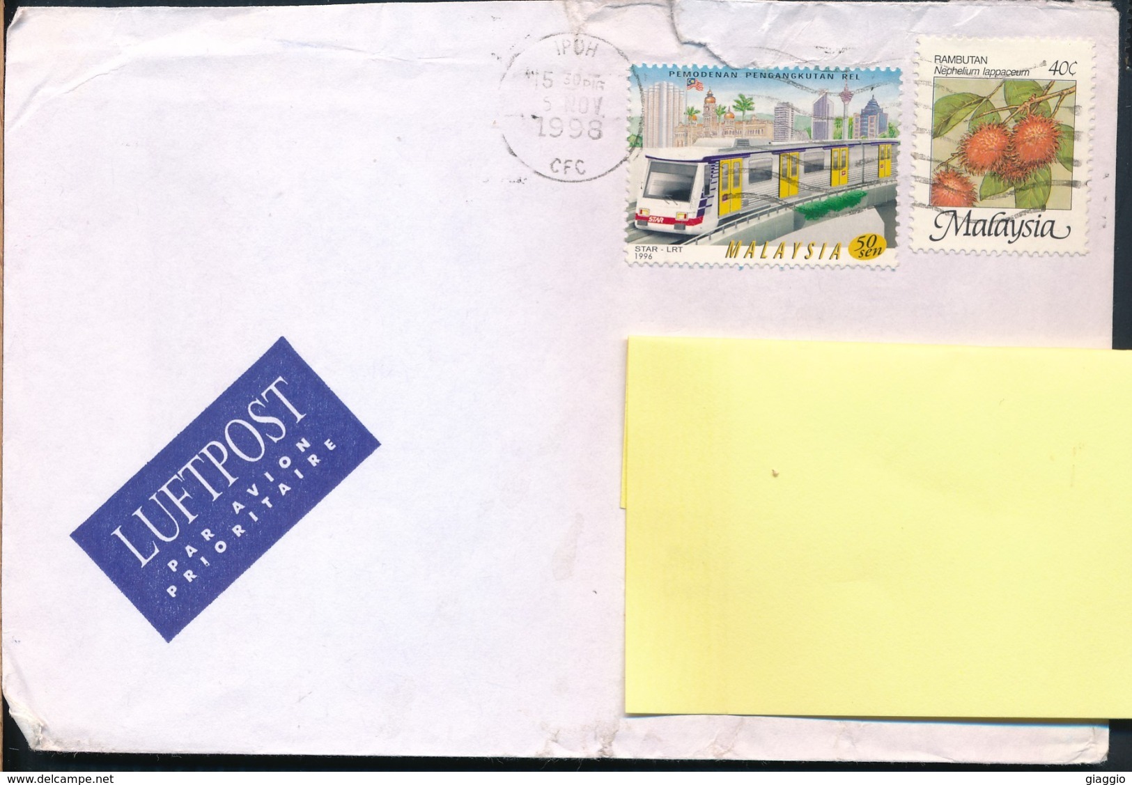 °°° POSTAL HISTORY MALAYSIA 1998 °°° - Malaysia (1964-...)