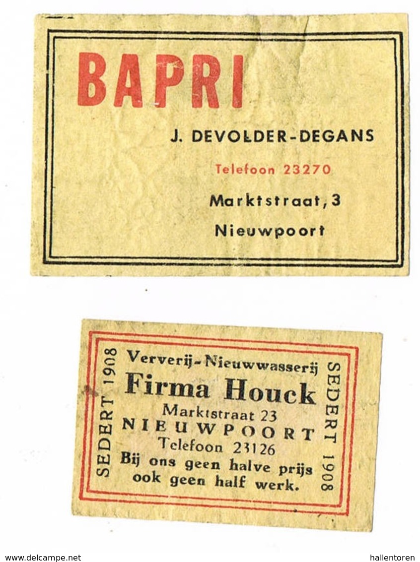 Nieuwpoort: Firma Houck / Bapri - Matchbox Labels