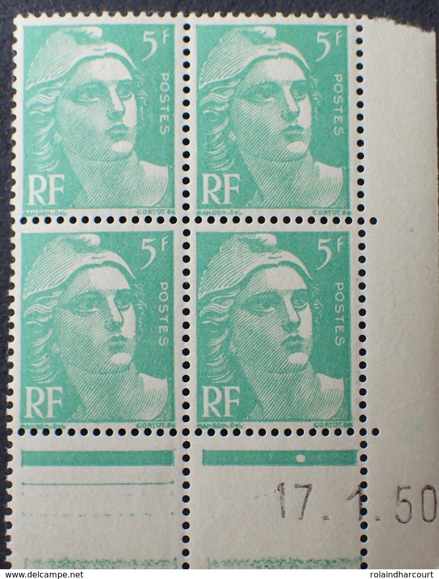 R1949/1152 - 1950 - TYPE MARIANNE De GANDON - BLOC LUXE N°809 TIMBRES NEUFS** CdF Daté - 1950-1959