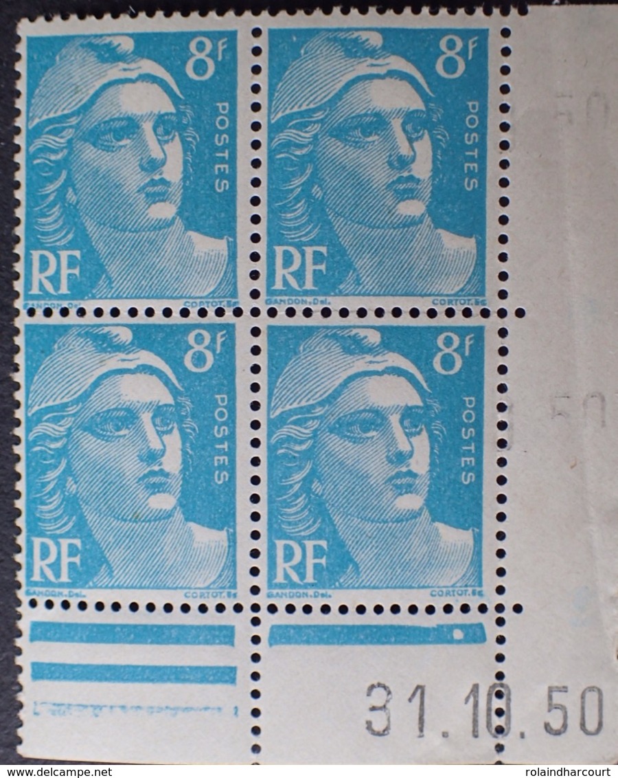 R1949/1156 - 1950 - TYPE MARIANNE De GANDON - BLOC LUXE N°810 TIMBRES NEUFS** CdF Daté - 1950-1959