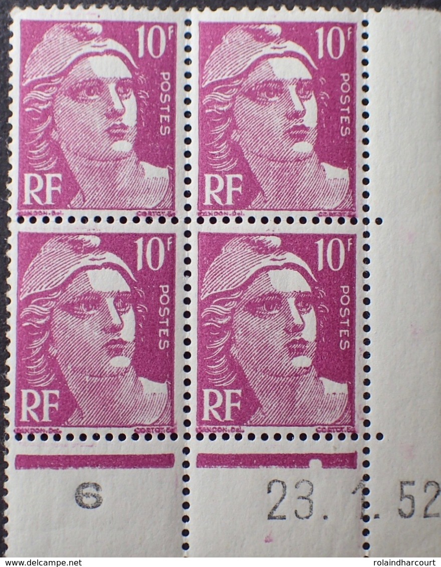 R1949/1163 - 1952 - TYPE MARIANNE De GANDON - BLOC LUXE N°811 TIMBRES NEUFS** CdF Daté - 1950-1959