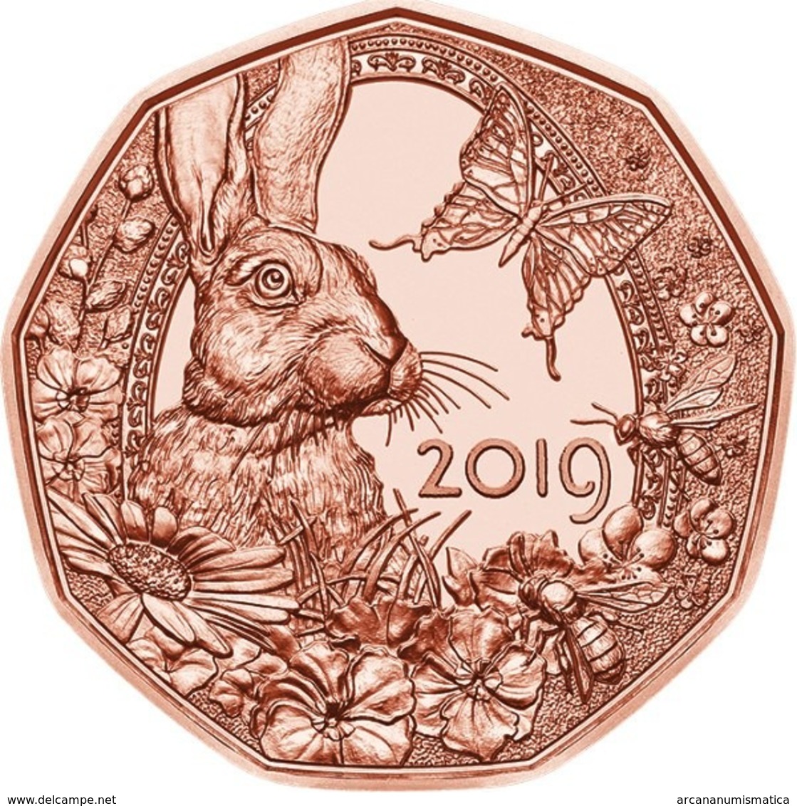 AUSTRIA  5€ 2.019  2019  COBRE "La LLegada De La Pascua"  SC/UNC    T-DL-12.303 - Austria