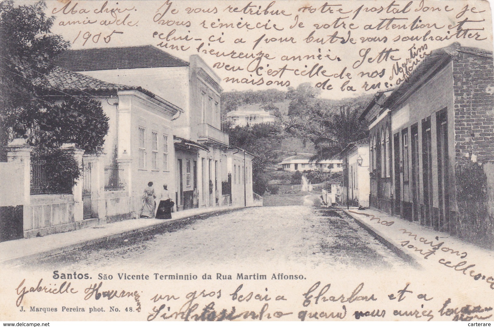 Amérique,BRAZIL,Brésil,Brasil,SAO PAULO,SANTOS,VILLE PORTUAIRE,CARTE ANCIENNE,RARE,1905,TIMBRE - São Paulo