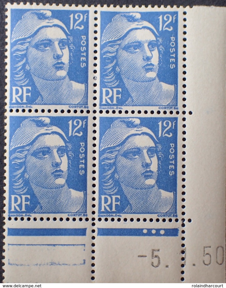 R1949/1167 - 1950 - TYPE MARIANNE De GANDON - BLOC LUXE N°812 TIMBRES NEUFS** CdF Daté - 1950-1959