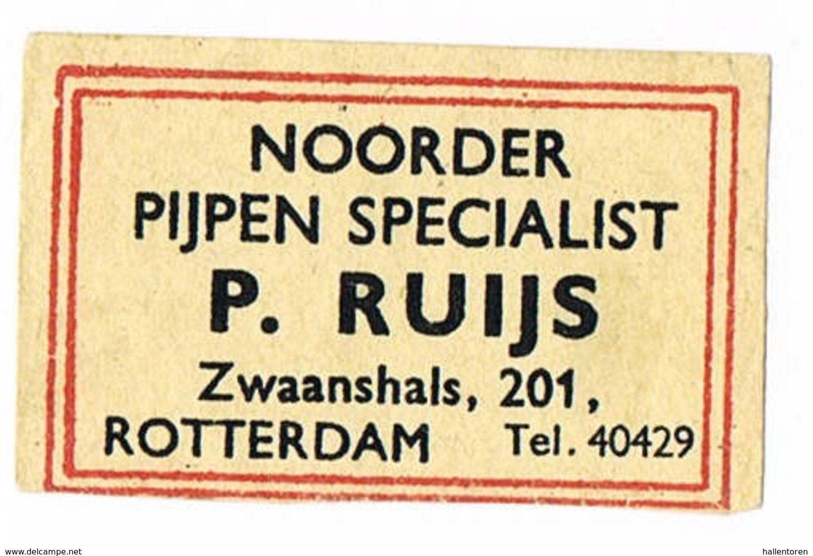 Rotterdam: Noorder Pijpen Specialist - Boites D'allumettes - Etiquettes