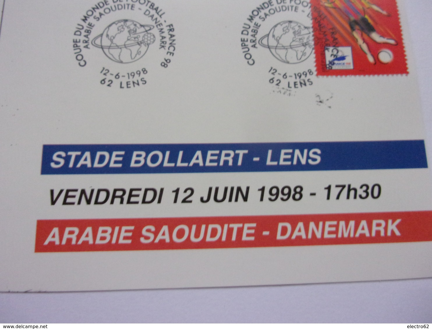 football  coupe du monde  France 98 Stade Boallaert Lens Arabie Saoudite Danemark 12-6-1998