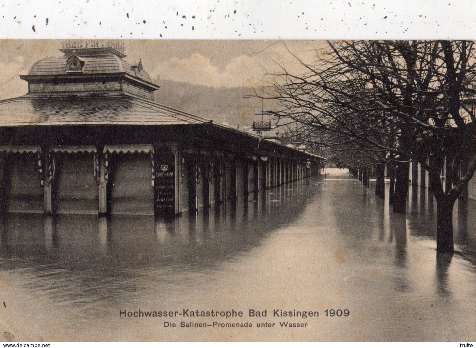 HOCHWASSER KATASTROPHE BAD KISSINGEN 1909 DIE SALINEN-PROEMENADE UNTER WASSER - Bad Kissingen