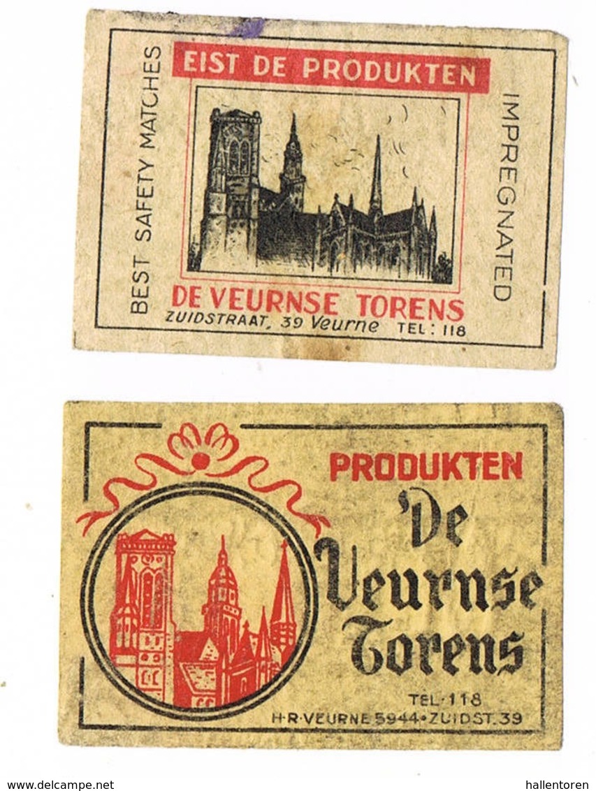 Veurne: Produkten De Veurnse Torens - Boites D'allumettes - Etiquettes