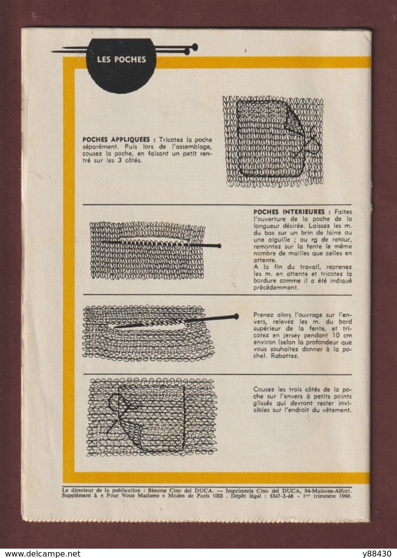 Catalogue De Patrons Pour MODES DE PARIS - Année 1968 - LE LIVRE DU TRICOT - 32 Pages  - 3 Photos - Schnittmuster