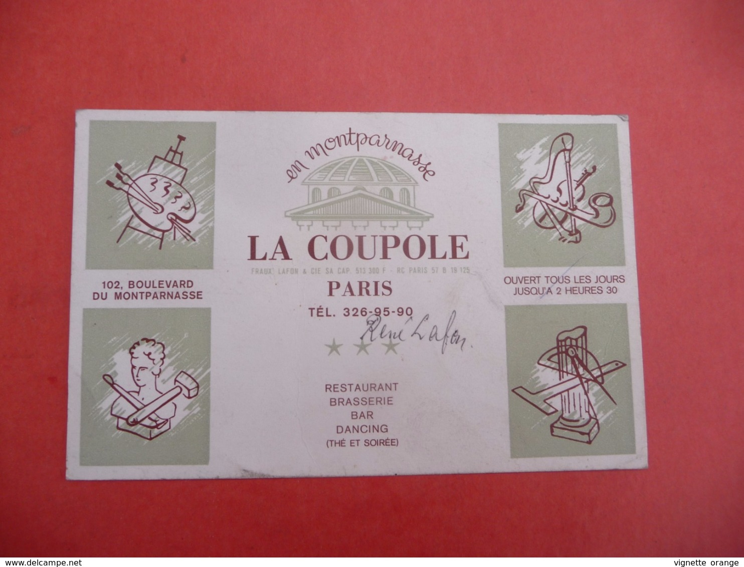 LA COUPOLE  PARIS MONTPARNASSE - Cartes De Visite