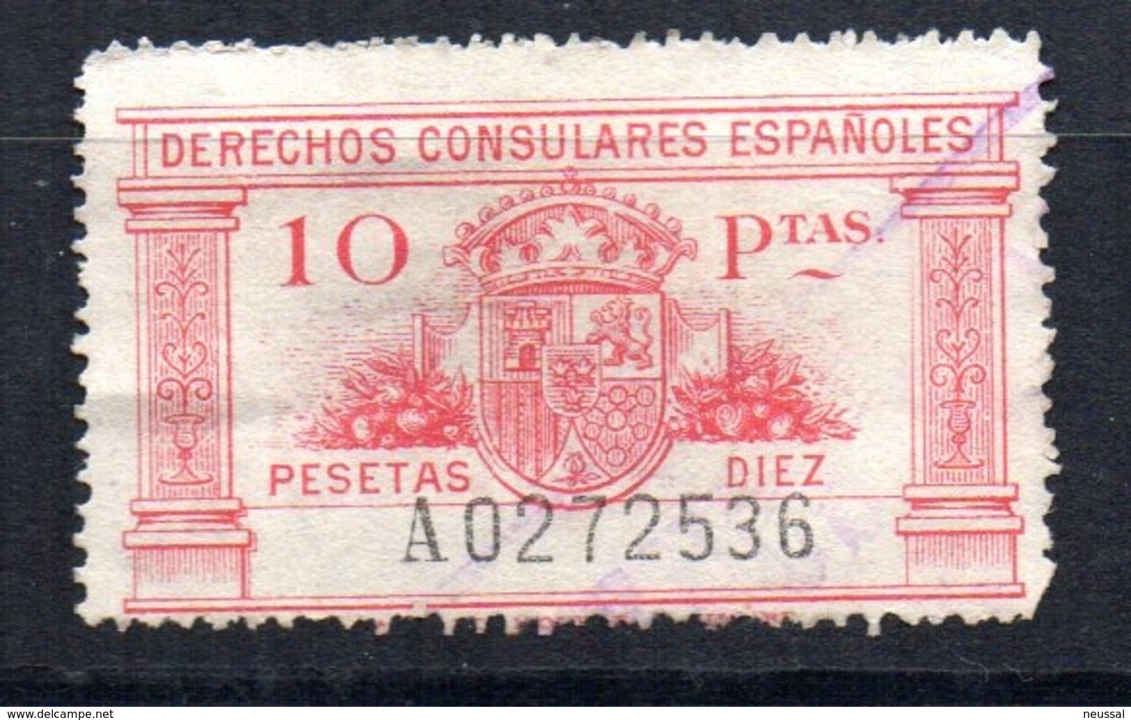 Fiscal Derecho Consular De 10  Pts Rojo - Revenue Stamps