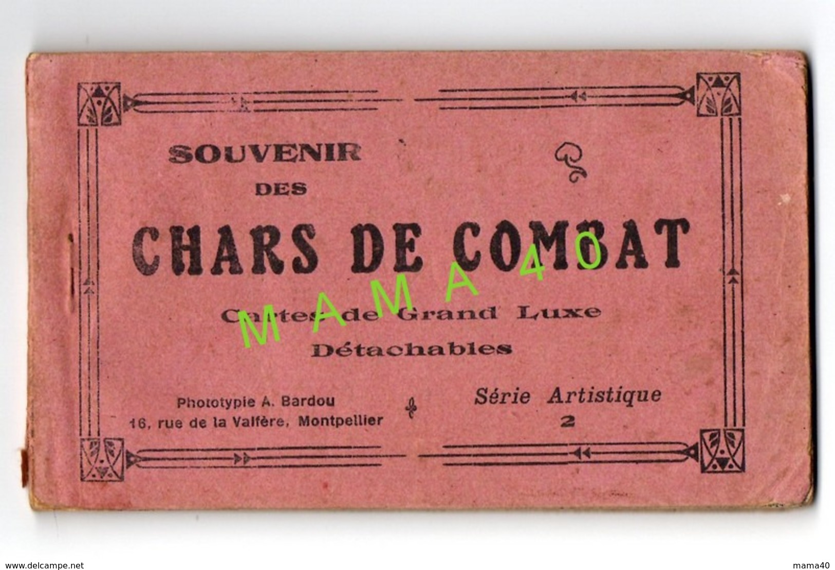 CARNET COMPLET DE 10 CARTES - CHARS DE COMBAT - PHOTOTYPIE A. BARDOU - Ausrüstung