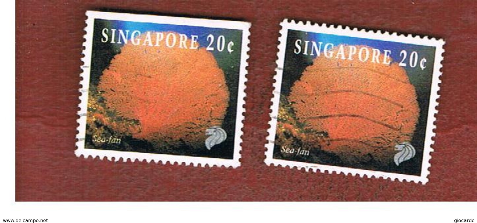 SINGAPORE   -  SG 743  -    1994  REEF-LIFE: FAN CORAL (2 DIFFERENT PERFORATIONS)    -  USED ° - Singapore (1959-...)