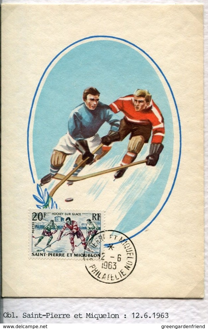 48193 Saint Pierre Miquelon , Maximum 1963,  Eishockey, Hockey On Ice,  Hockey Sur Glace - Hockey (Ice)