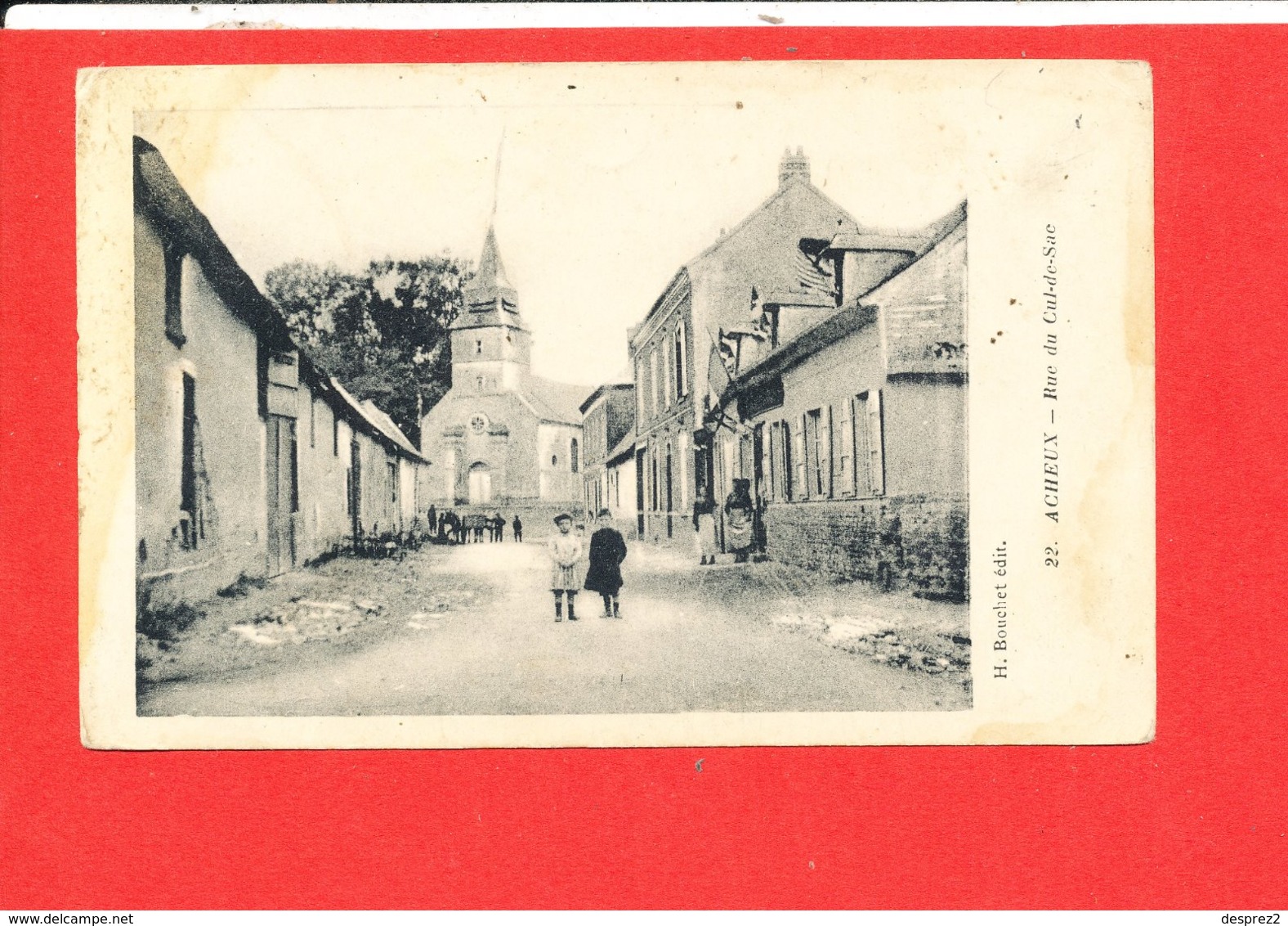 80 ACHEUX En AMIENOIS Cpa Animée Rue Du Cul De Cac     Edit Bouchet - Acheux En Amienois