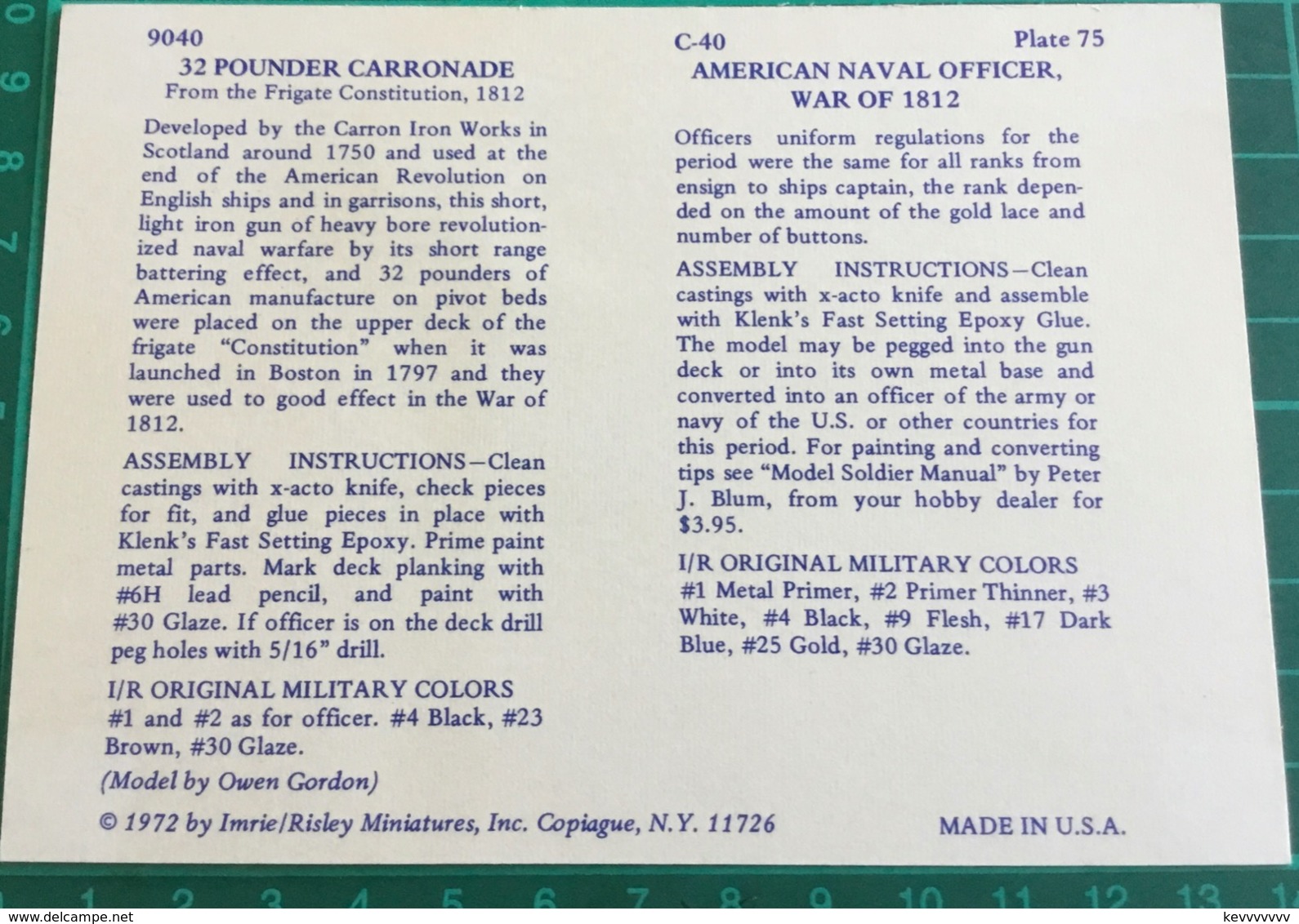 American Naval Officer, War Of 1812 ~ & ~ 32 Pounder Carronade - Regiments