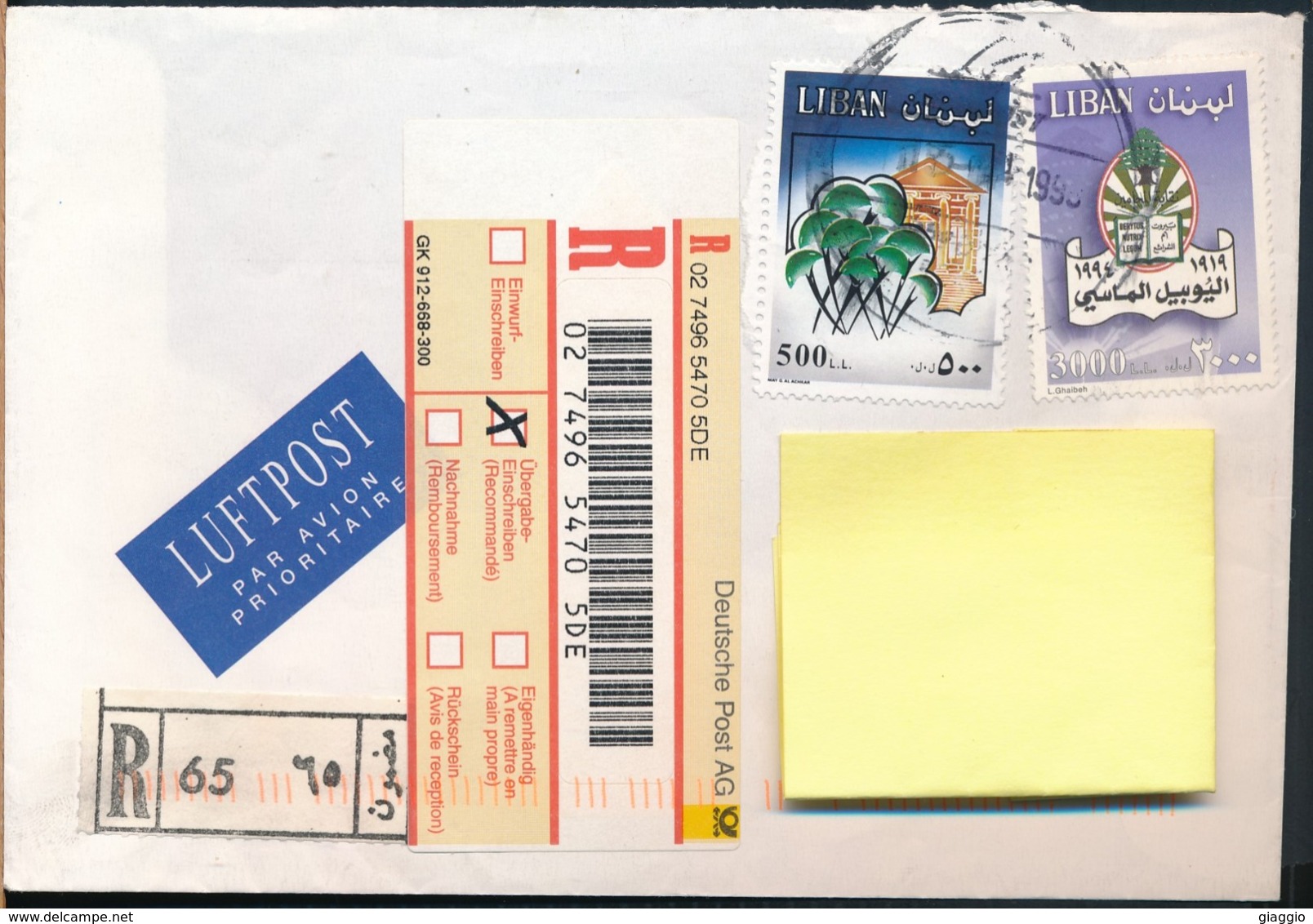 °°° POSTAL HISTORY LIBAN - 1998 °°° - Libano