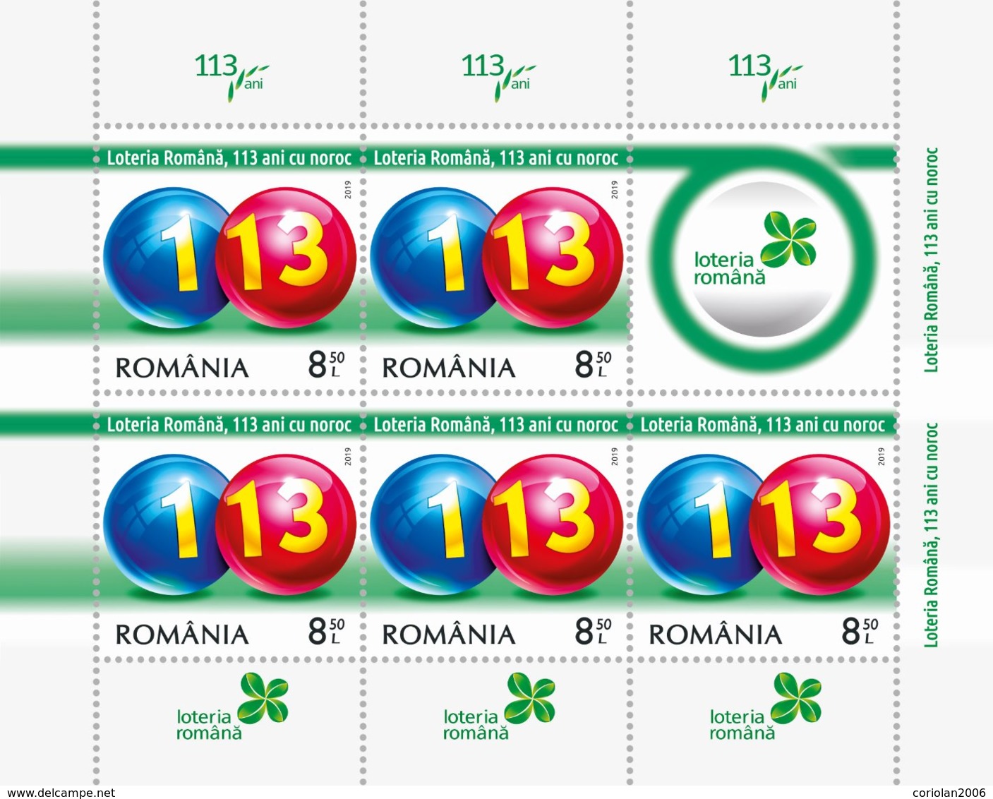 Romania 2019 / THE ROMANIAN LOTTERY, 113 YEARS OF LUCK / MS With Label - Unclassified