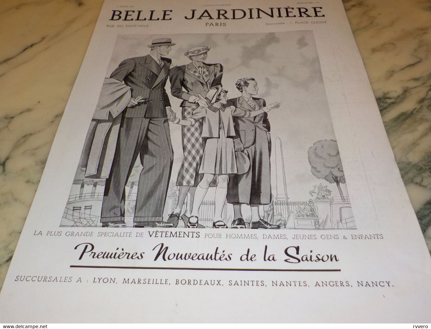 ANCIENNE PUBLICITE NOUVEAUTES SAISON MAGASIN BELLE JARDINIERE PARIS 1937 - Other & Unclassified