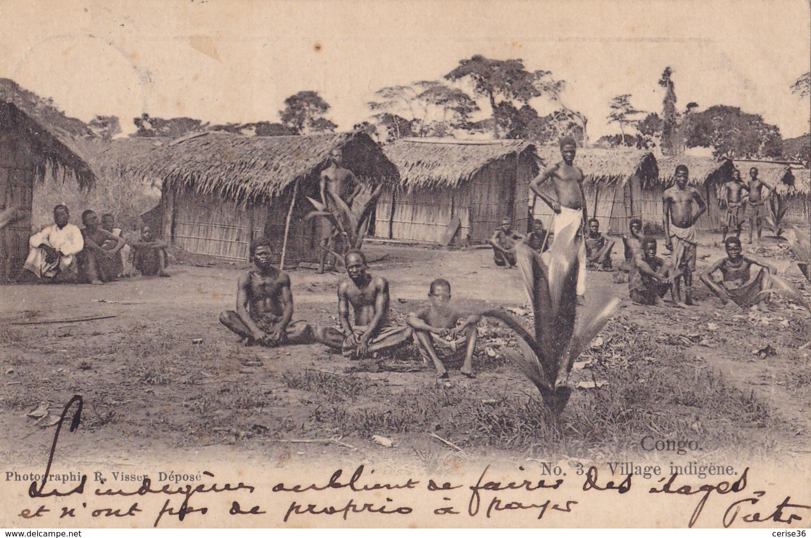 Congo Belge Village Indigène Circulée En 1903 - Congo Belge