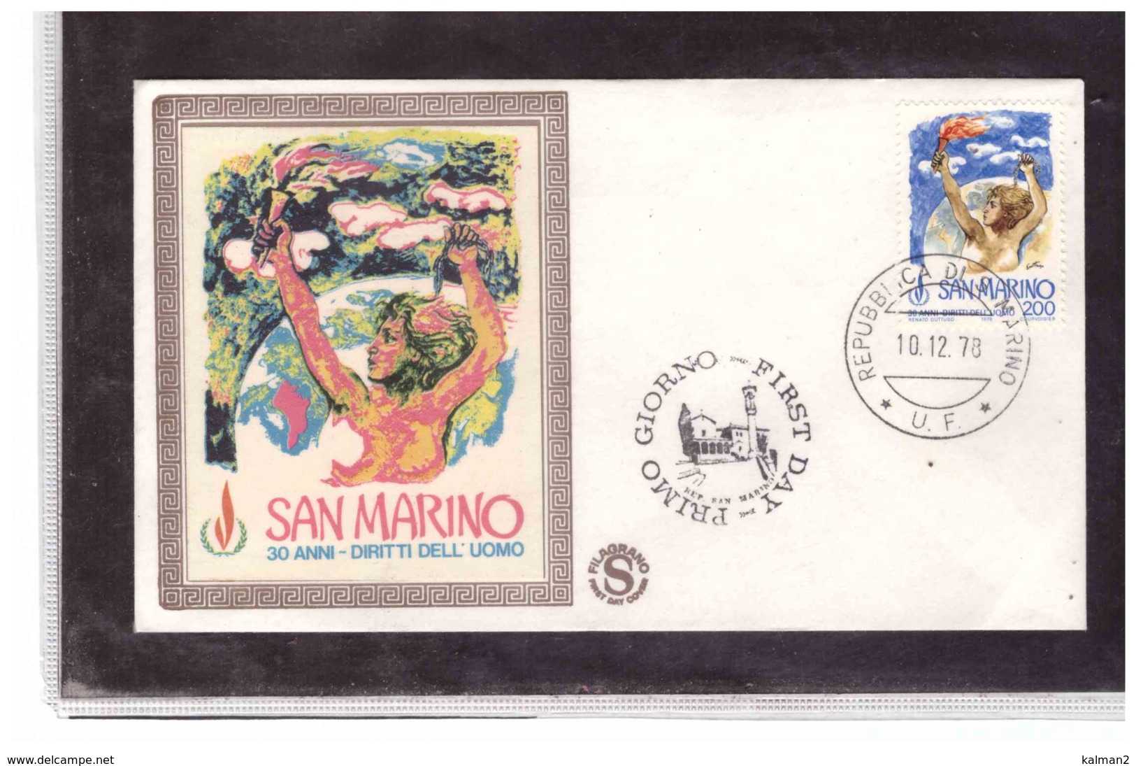 FDC5391  -   SAN MARINO  10.12.1978   /    FDC 30° ANN. DIRITTI DELL'UOMO   -  CAT. UNIFICATO  1012 - Other & Unclassified