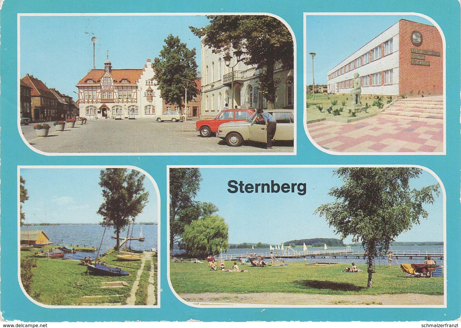 AK Sternberg Karl Liebknecht Platz Kreiskulturhaus Benno Voelkner Freibad Am See Brüel Warin Schwerin Bützow Wismar DDR - Sternberg