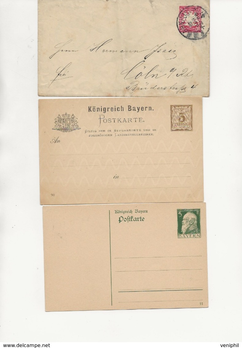 ALLEMAGNE - BAVIERE - LOT DE 8 ENTIERS POSTAUX NEUF ET OBLITERES -1899 -1905 - Interi Postali