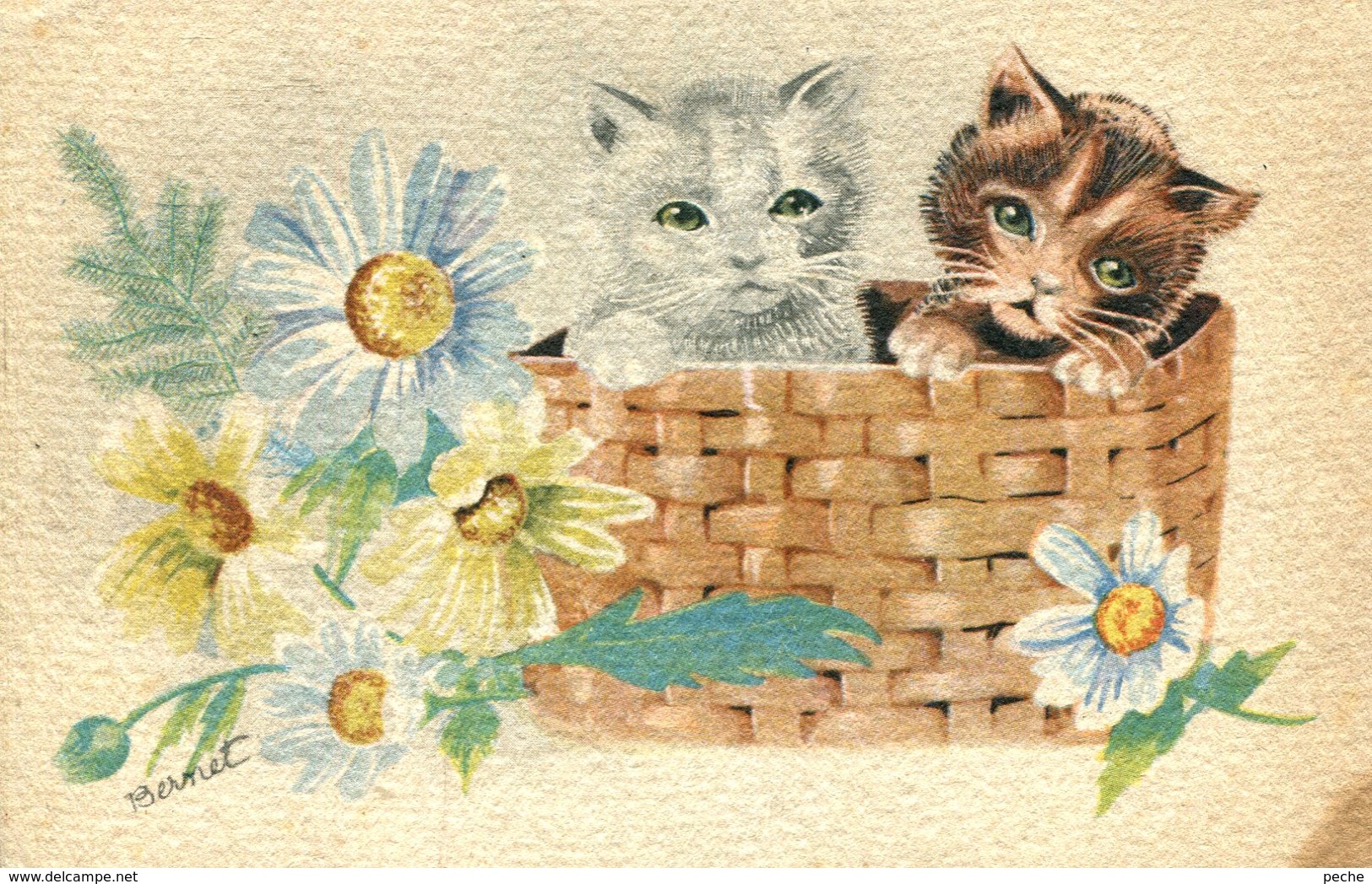 N°77389 -cpa Illustrateur Bernet -chats- - Cats