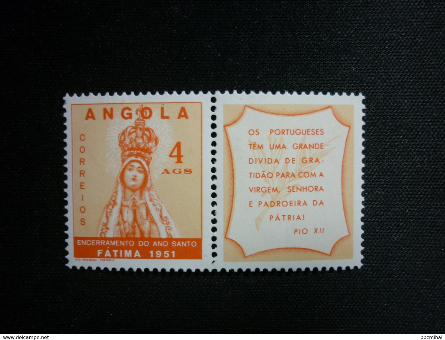 ANGOLA, 1951 Holy Year Extension Issue Scott #357 MNH Cv. 5,25$ - Angola