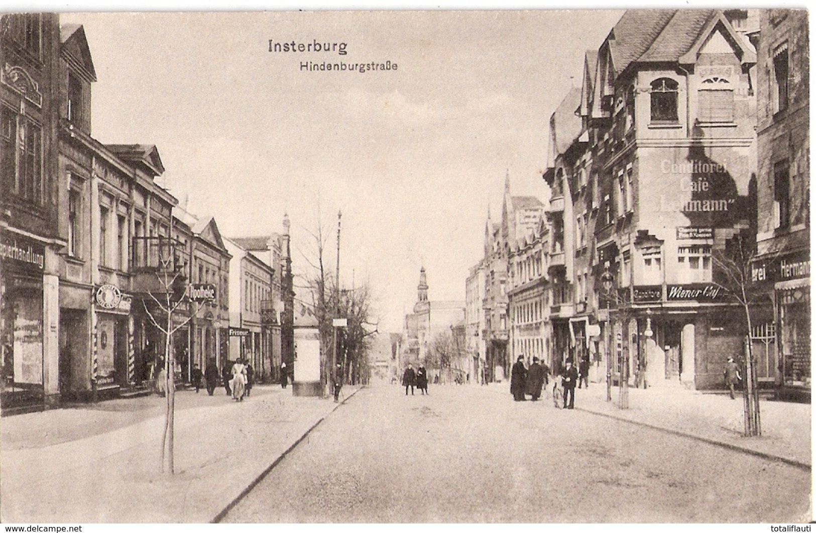 INSTERBURG TschernjachowskHindenburgstraße 1915 Buchhandlung Apotheke Cafe Conditorei LEHMANN Als Feldpost 2.9.1915 Gela - Ostpreussen