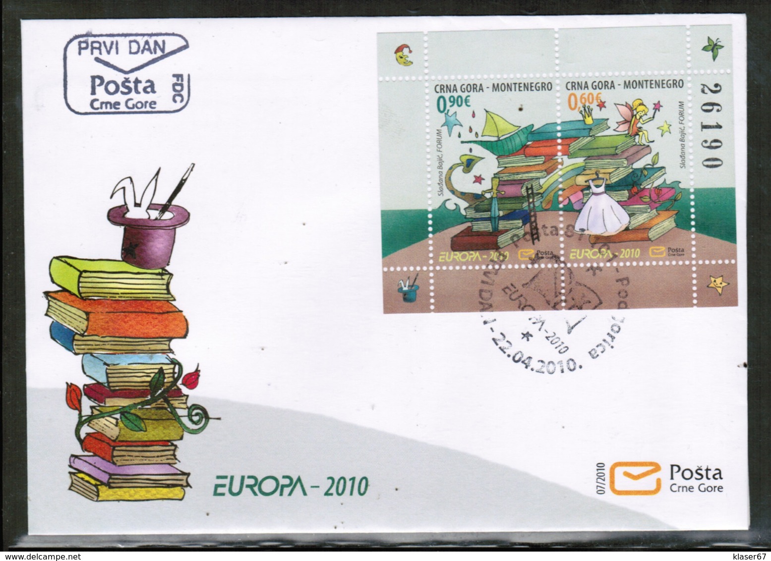 CEPT 2010 ME MI BL 9 MONTENEGRO FDC - 2010