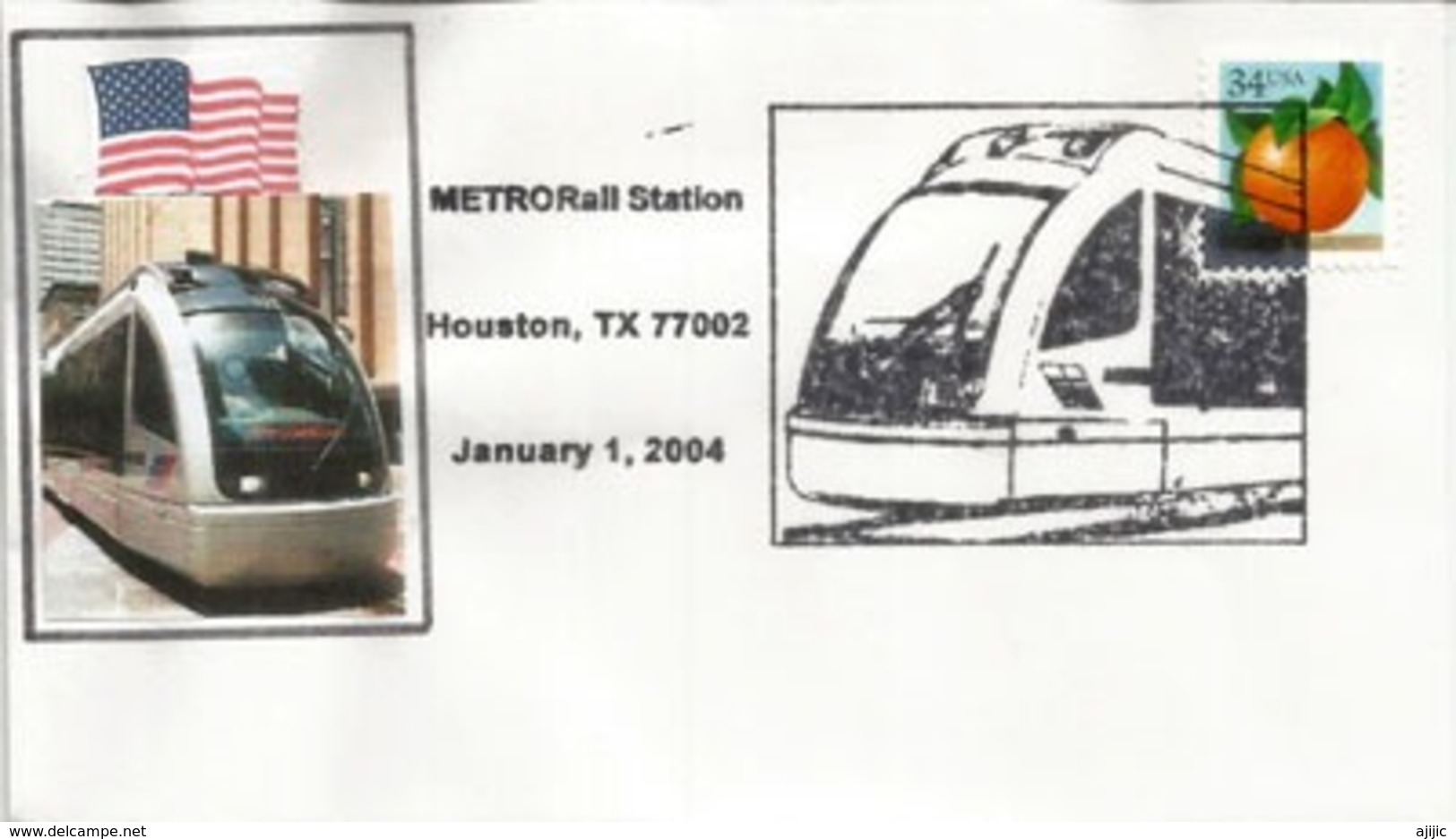 New METRORail Tramway Houston.Texas.Opening 1,January 2004. Lettre - Tramways