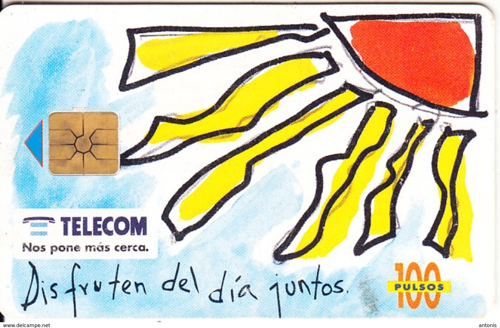 ARGENTINA - Disfruten Del Dia Juntos - Quarter Sun, Telecom Argentina Telecard, Chip GEM1a, 12/95, Used - Argentinië