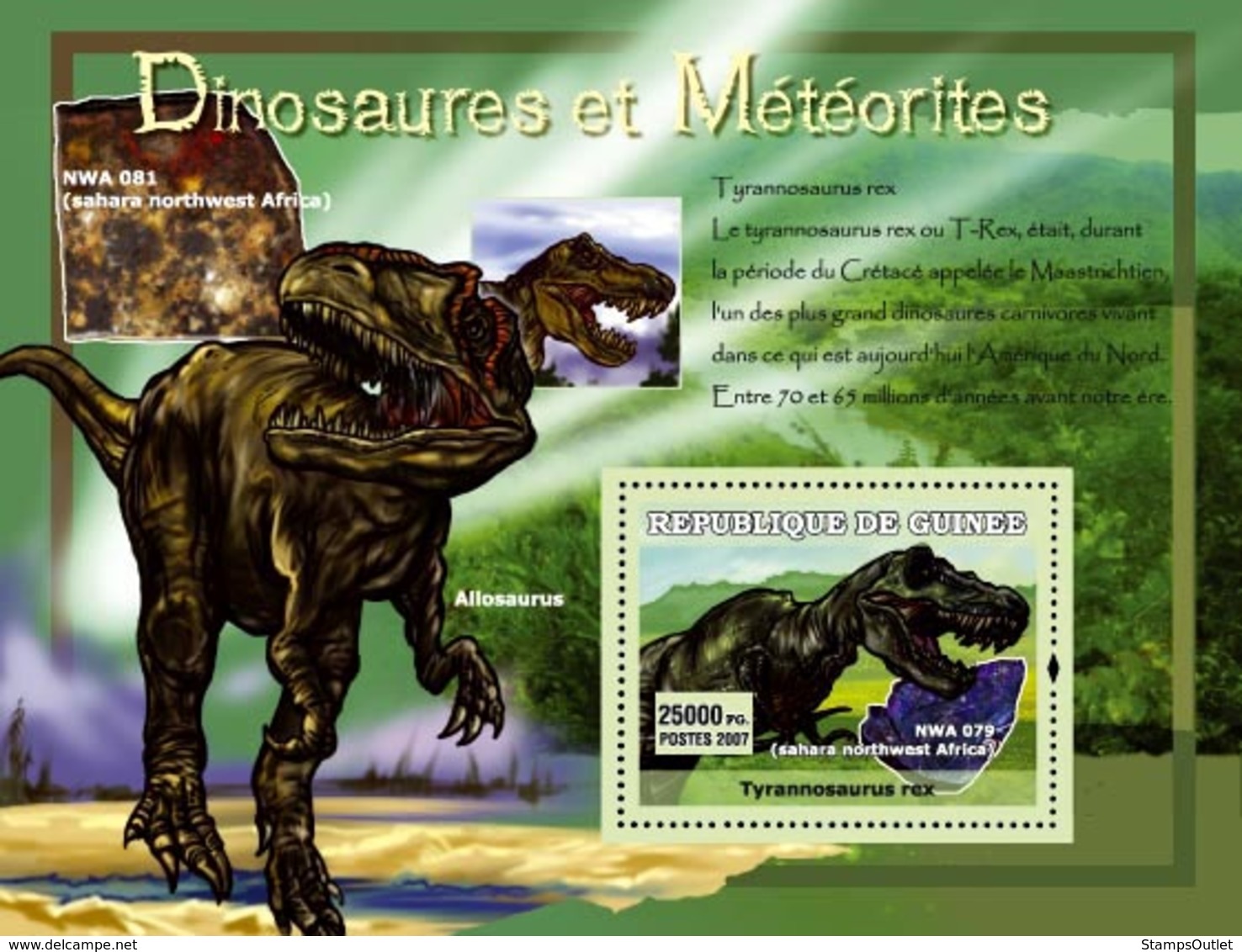 Guinea 2007 MNH - Dinosaures Et Meteorites. YT 562, Mi 4771/BL1225 - Guinea (1958-...)