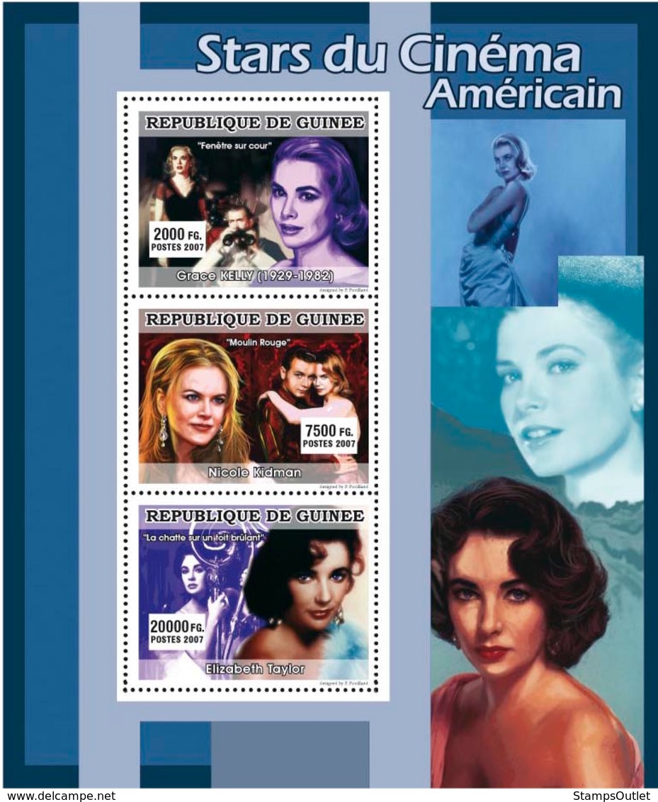 Guinea 2007 MNH - CINEMA: American Stars Females. YT 3053-3055, Mi 4947-4949 - Guinea (1958-...)