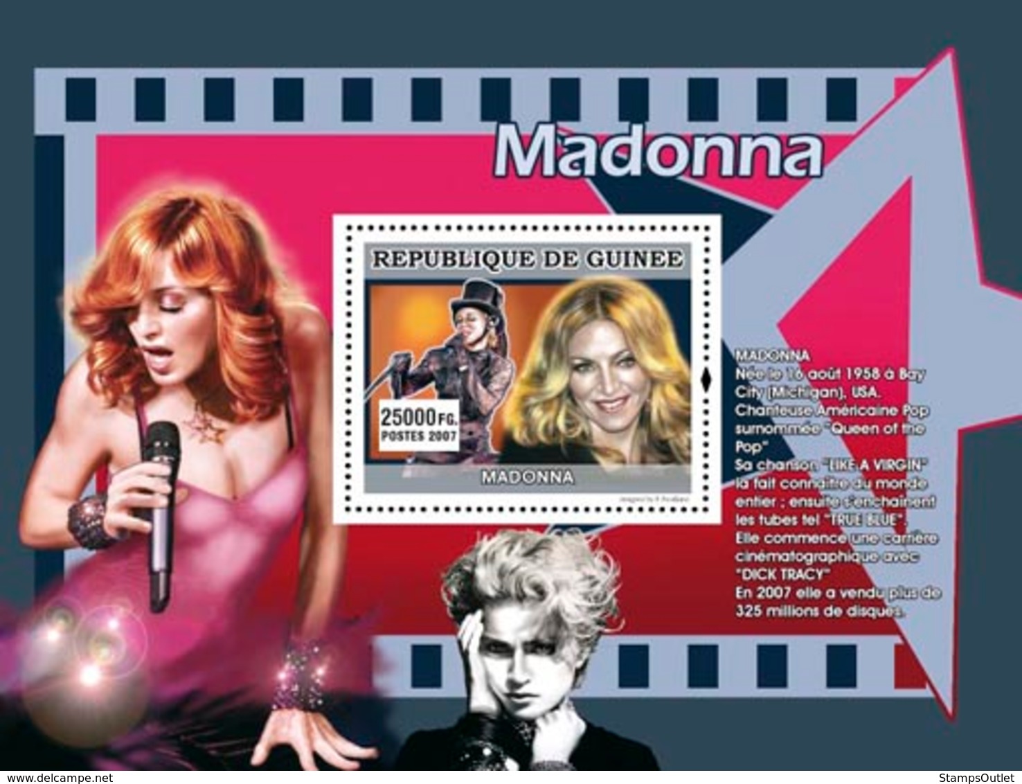 Guinea 2007 MNH - MUSIC: Stars Females: Madonna. YT 688, Mi 4942/BL1315 - Guinea (1958-...)