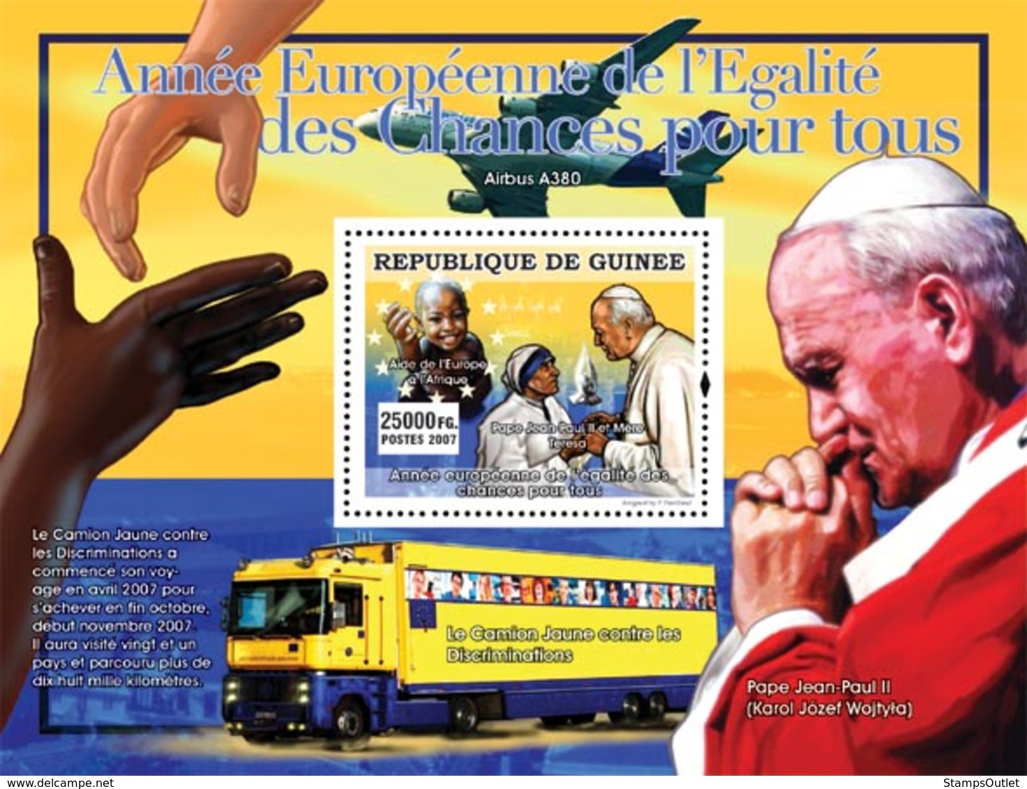 Guinea 2007 MNH - CELEBRITIES-Year Of Europe Equality: Pope Jean Paul II., Mere Teresa YT 722, Mi 5065/BL1388 - Guinée (1958-...)