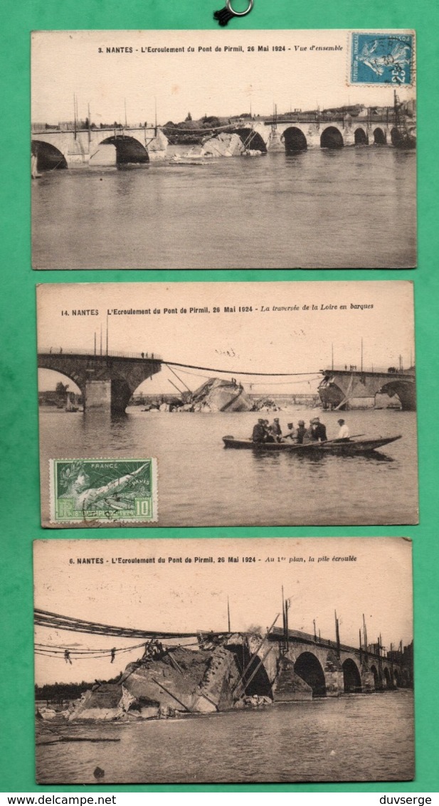 44 Loire Atlantiques Nantes Ecroulement Du Pont De Pirmil 1924 Lot De 3 Cartes Postales - Nantes