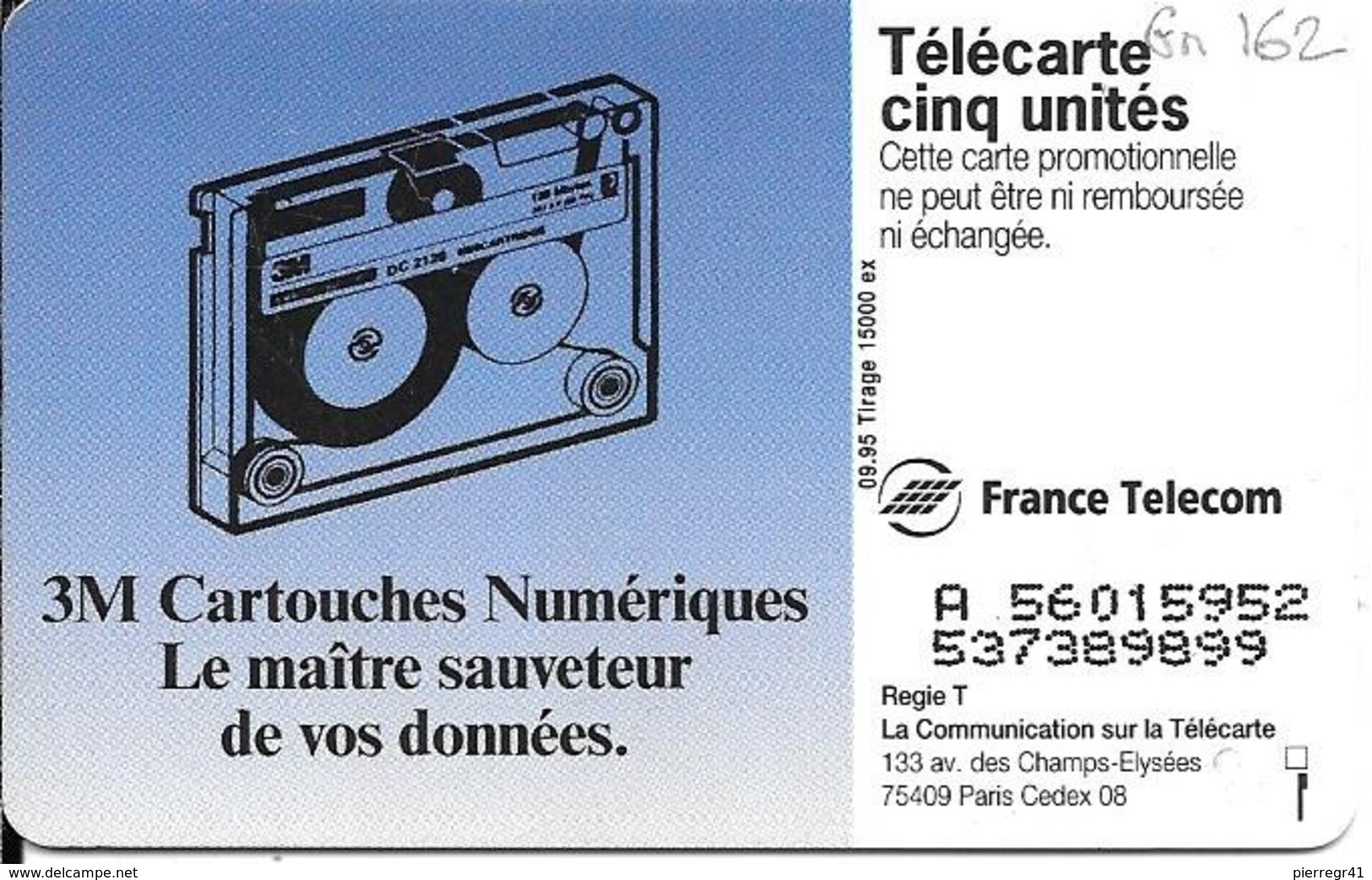 CARTE-PRIVEE-5U-09/95-GN162-SO3-3M-ST  BERNARD-CHIOTS-V°N°Serie A 56015952-TBE - 5 Unités