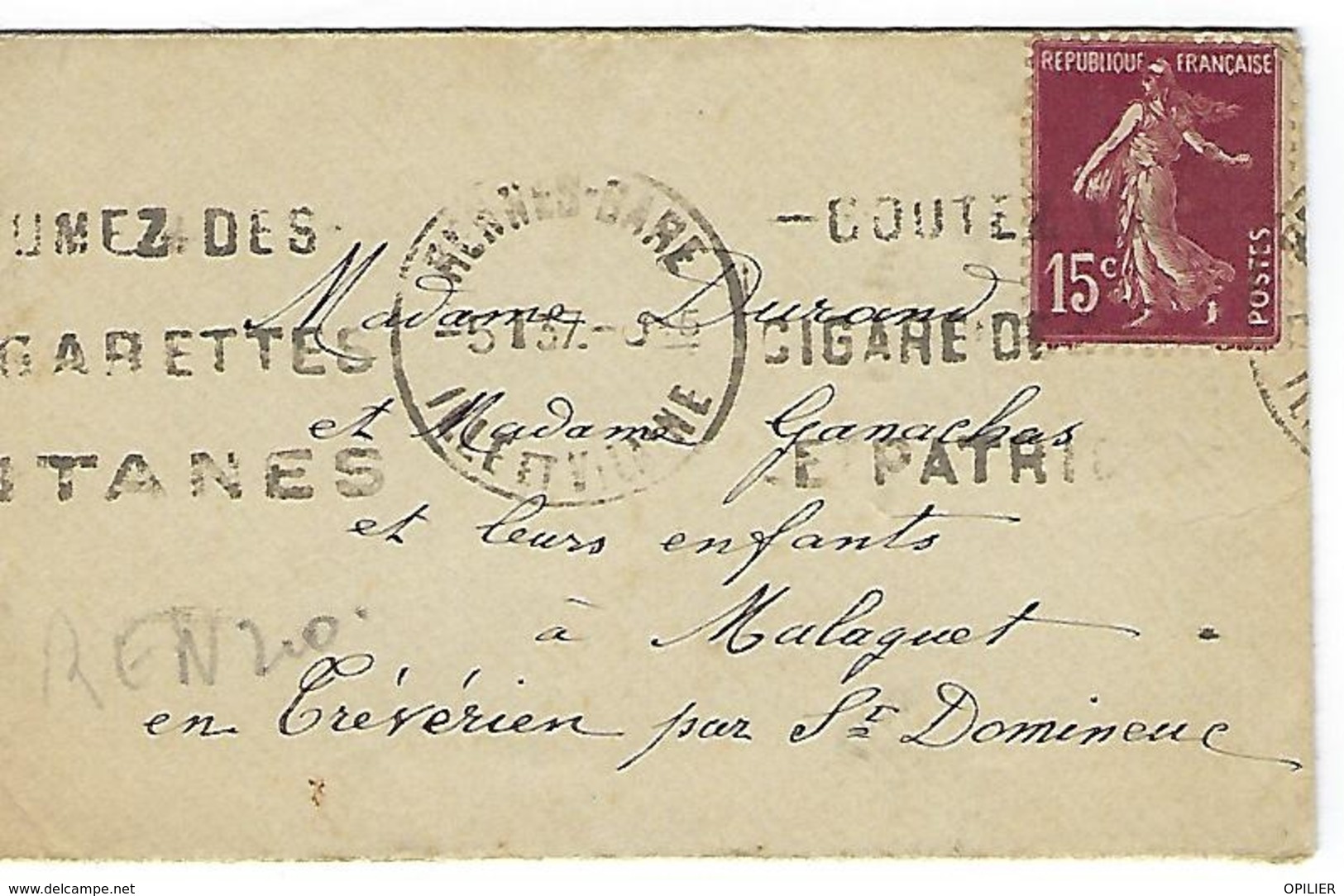 RENNES GARE KRAG 1937 DREYFUSS (REN210) 1994 Cote 20FCIGARE PATRIOTA CIGARETTES GITANES TABAC CARTE DE VISITE - Oblitérations Mécaniques (flammes)