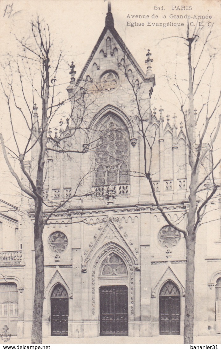 CPA PARIS - Eglise Evangélique - Avenue De La Grande Armée @ CLC 511 - Chiese