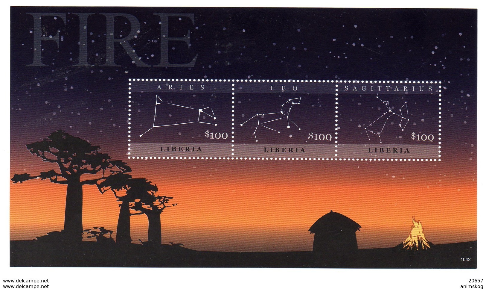 Liberia 2011**, Sternbilder, Sukkulente Baobab / Liberia 2011, MNH, Star Constellations, Succupent Baobab - Sukkulenten