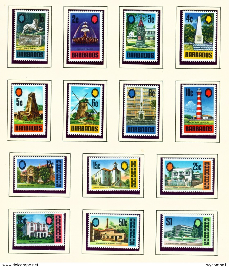 BARBADOS  -  1970 Definitives Set To $1 Unmounted/Never Hinged Mint - Barbados (1966-...)